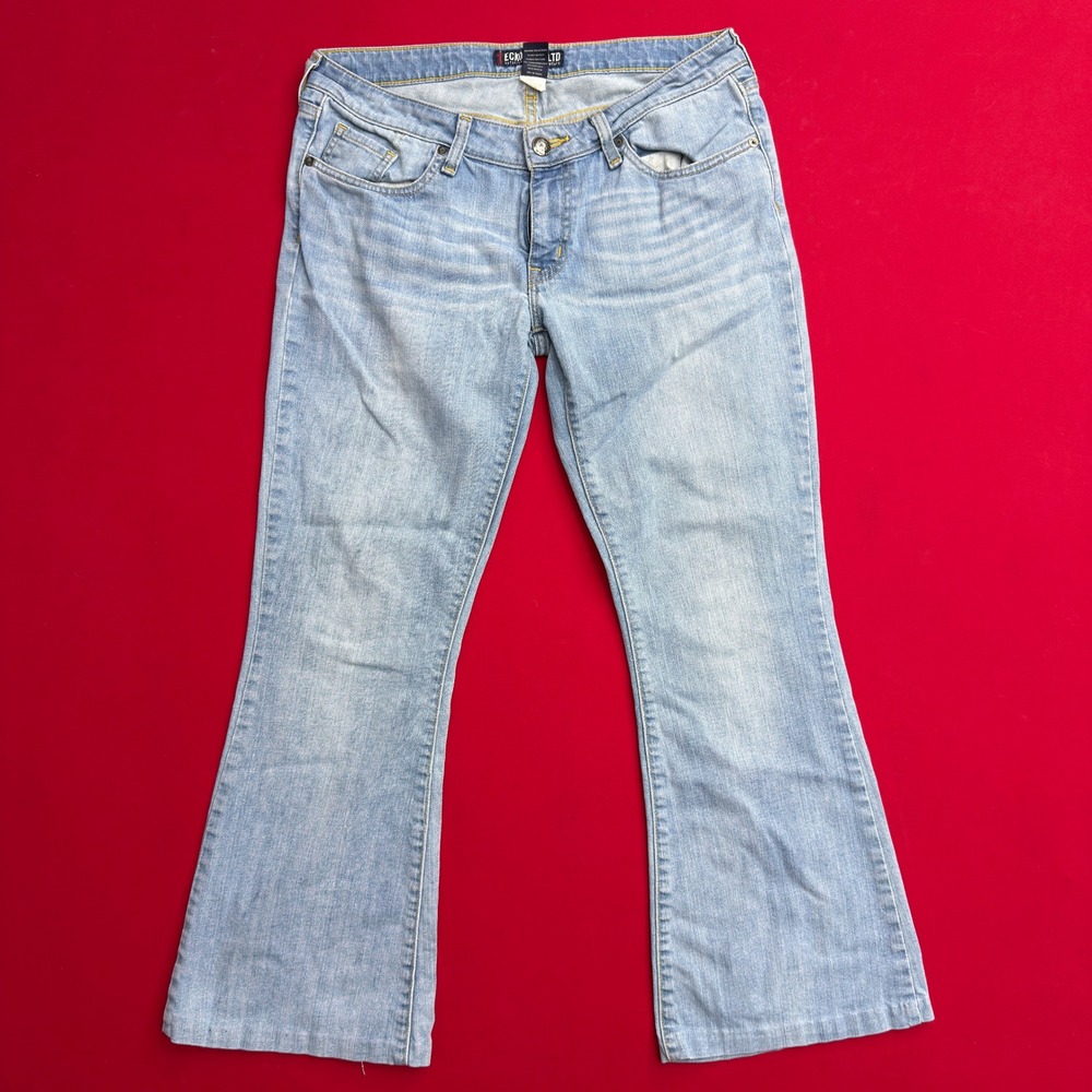 VTG Y2K Ecko Unltd Womens Light Wash Bootcut Jeans Y2K Low Rise 11/12 Blue Denim